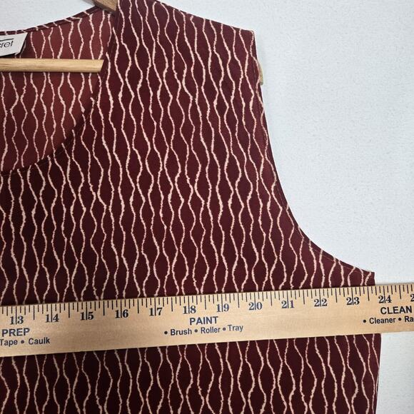 Vintage 90s Top Secret Dress 1XL Burgundy Safari Border Print Midi Maxi - Picture 12 of 14